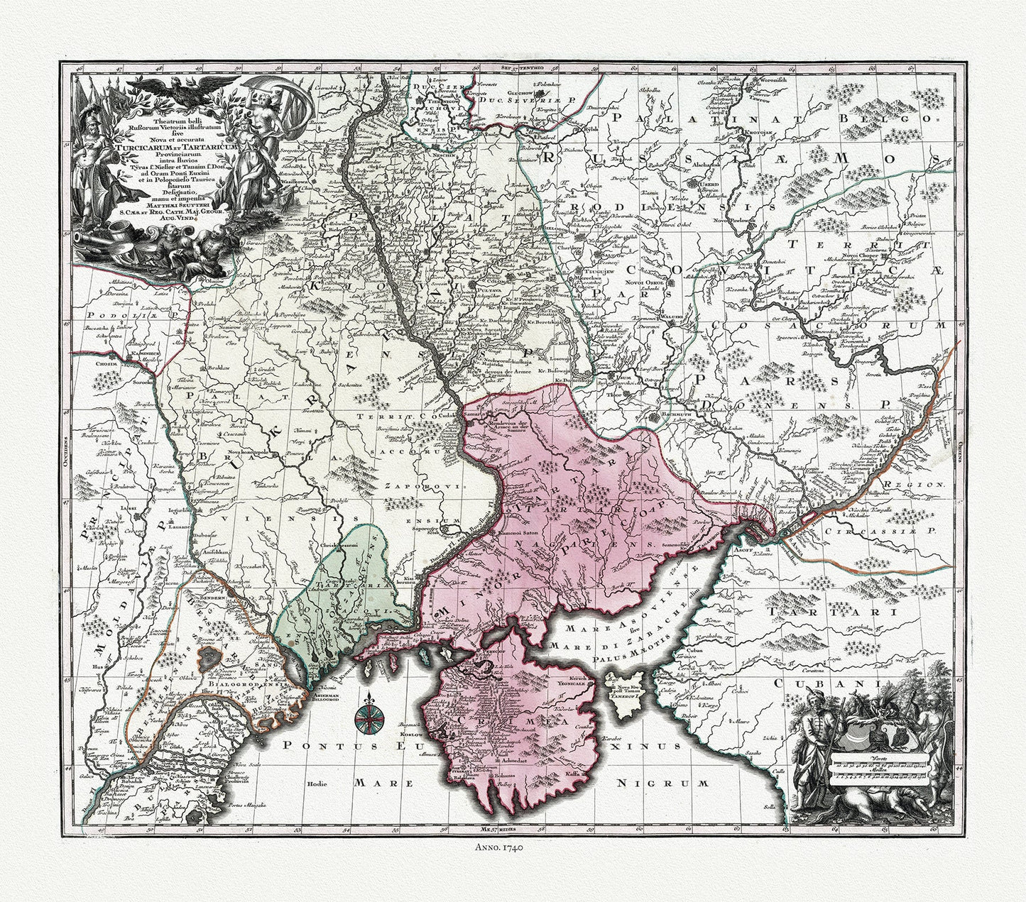 Europe: East: Ukraine: Seutter, Turicicurum et Tartaricum, 1740 DS60 - The Map Chest