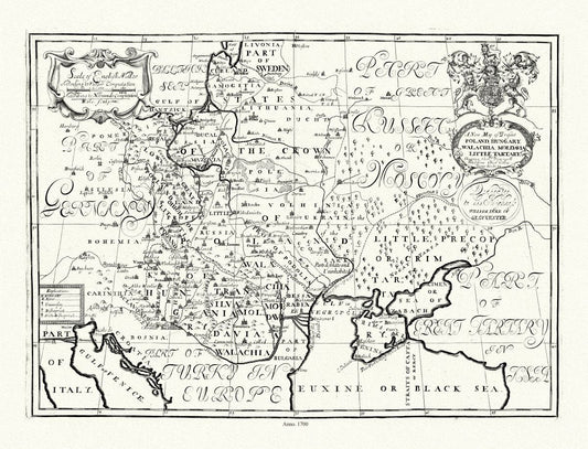 Europe: Eastern: A New map of Present Poland, Hungary, Walachia, Moldavia, Little Tartary &c. Wells auth., 1700 - The Map Chest