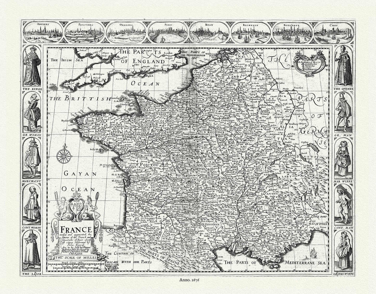 Europe: France, 1676, Speed authore - The Map Chest