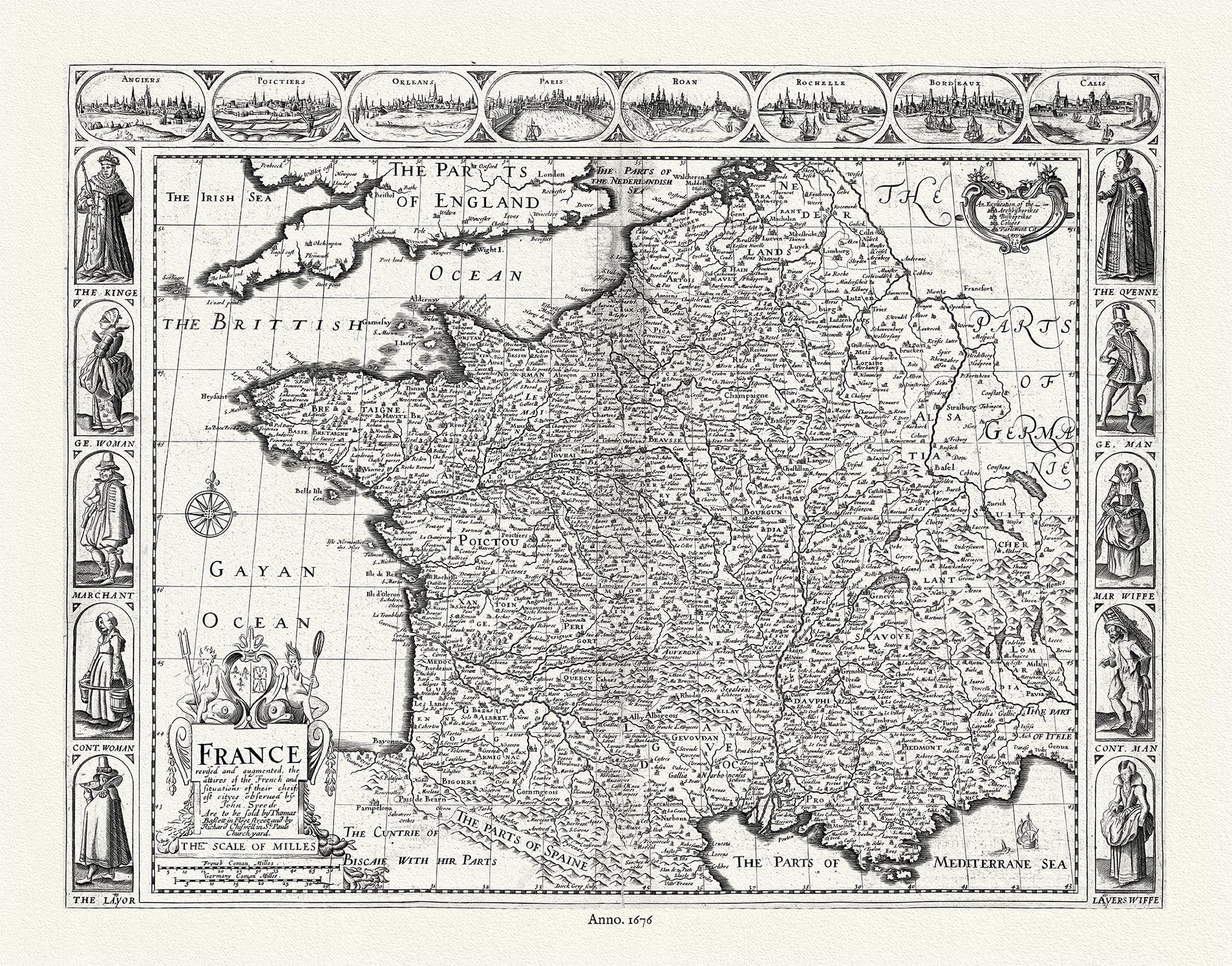Europe: France, 1676, Speed authore - The Map Chest