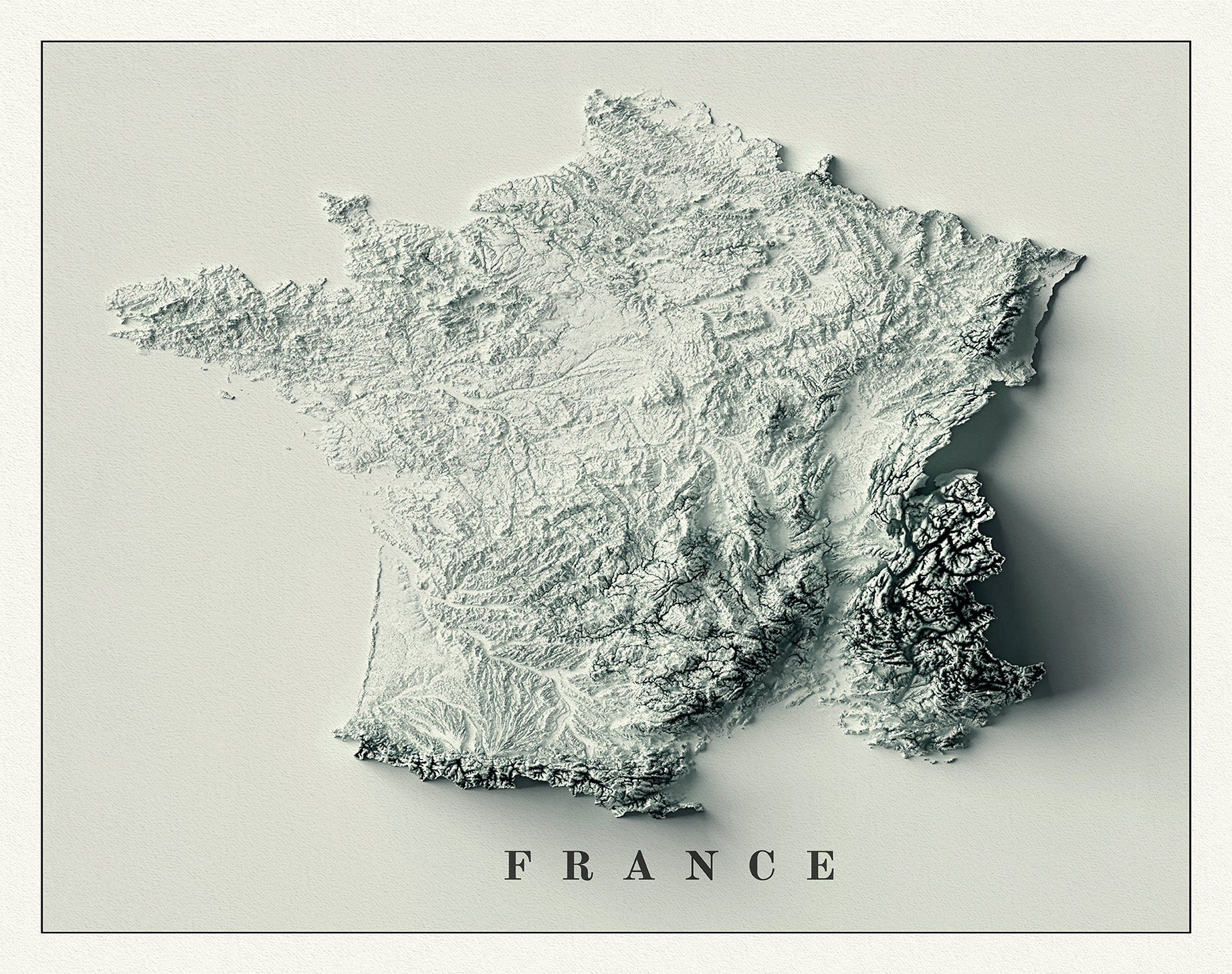 Europe: France, A Modern Map in High Relief - The Map Chest