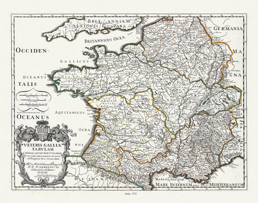 Europe: France: Veteris Galliae Tabulam, 1712, Rossi auth. - The Map Chest