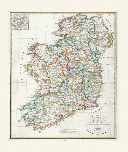 Europe: Gaspari et Wieland, Plate XXXI. Ireland, 1817 - The Map Chest