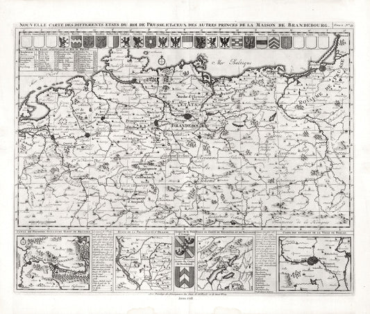 Europe: Germany: Henri Chatelain - Tome II. No. 33. Nouvelle carte des differents etats du Roi Prusse, 1718 - The Map Chest