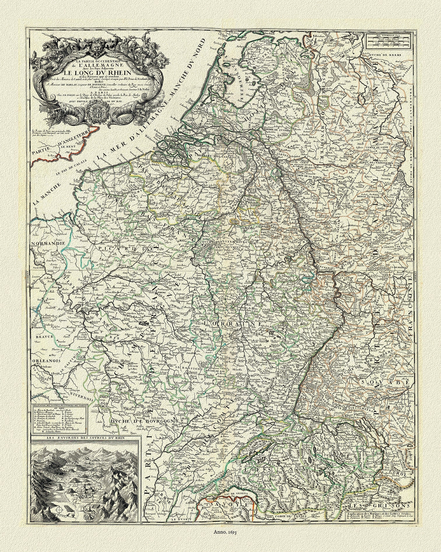 Europe: Germany: La Partie Occidentale de l'Allemagne, 1693, Nolin et al. auths. - The Map Chest