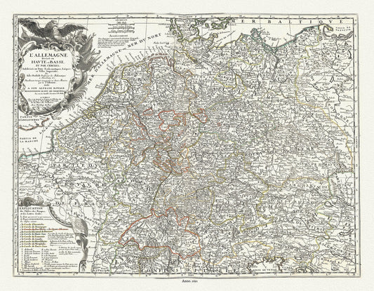 Europe: Germany: L'Allemagne divisée en Haute et Basse, et par Cercles, subdivisée en Etats Ecclesiastiques, Laïques, et Villes Imperiales,1693, Nolin et al. auths. - The Map Chest