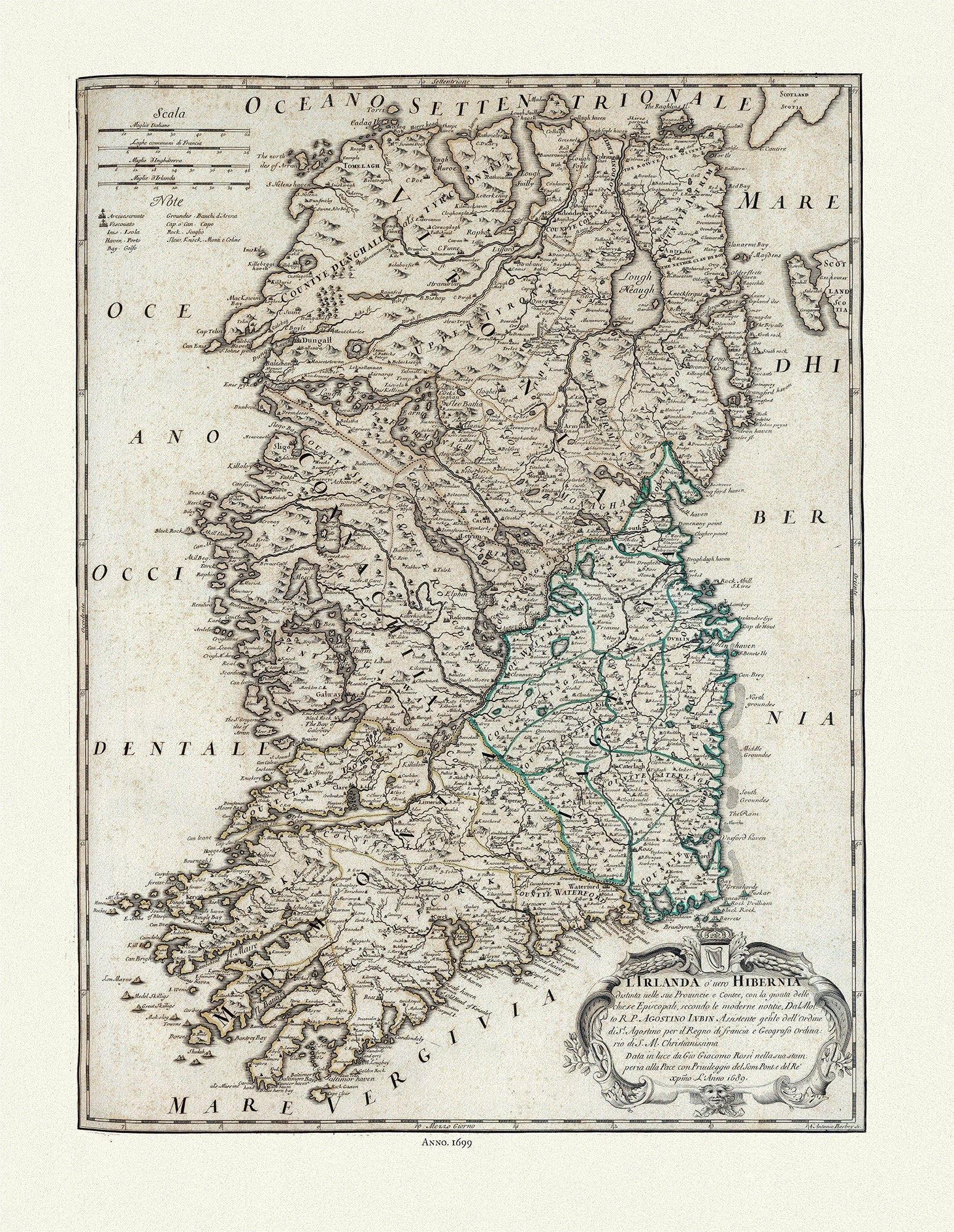 Europe: Giovanni Giacomo de Rossi, L'Irlanda o vero Hibernia, 1699 - The Map Chest