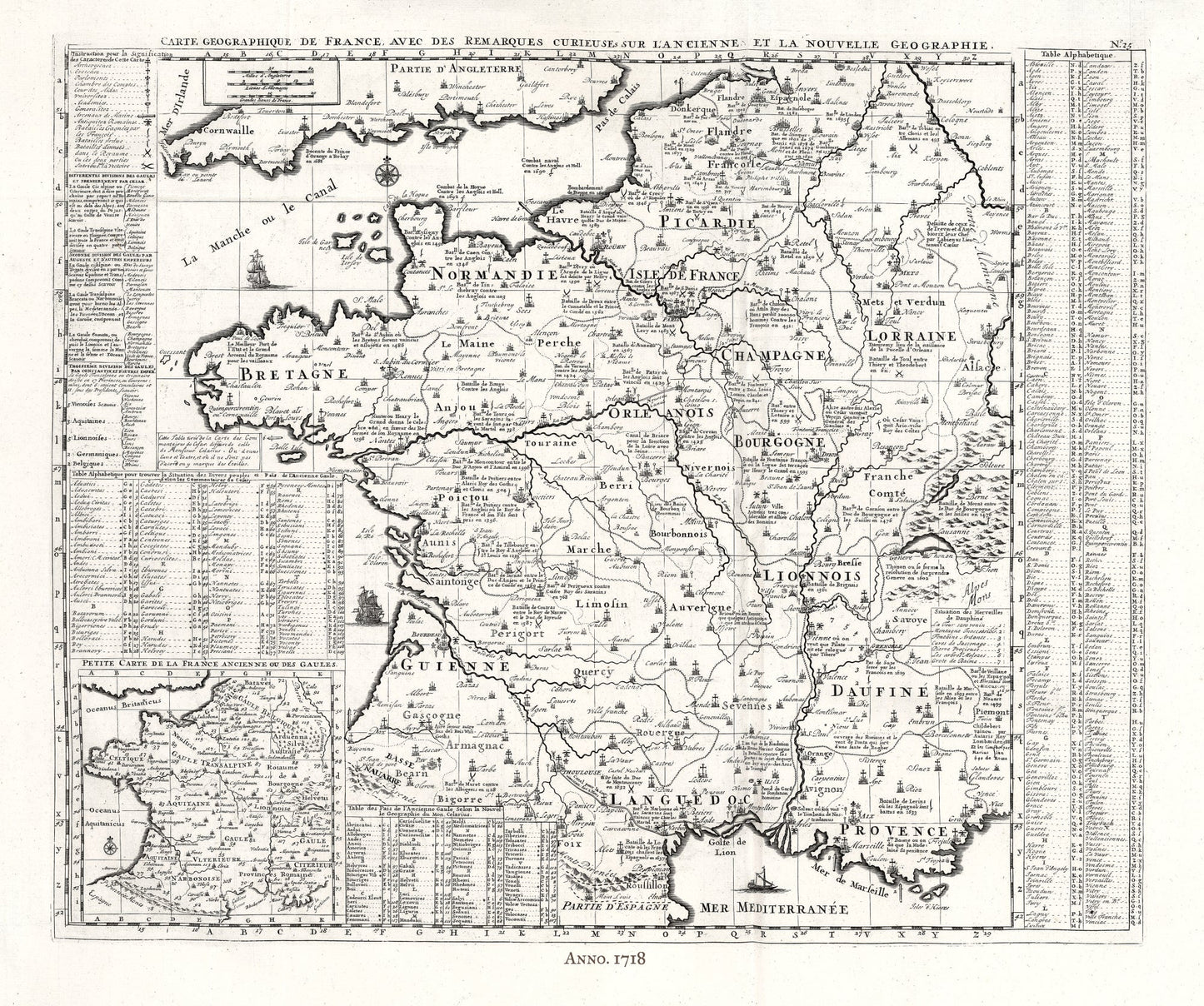 Europe: Henri Chatelain - Tome I. No. 25. Carte Geographique De France, 1718 - The Map Chest