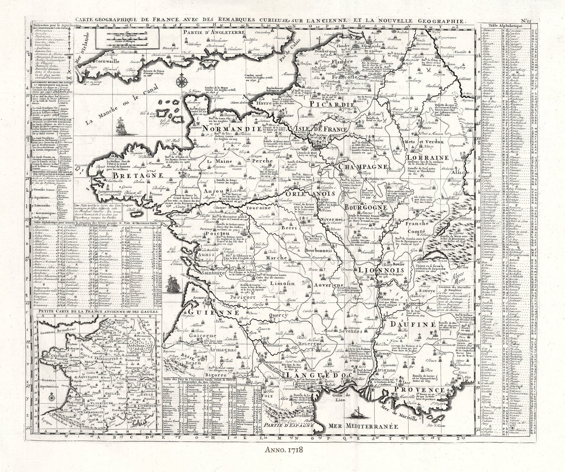 Europe: Henri Chatelain - Tome I. No. 25. Carte Geographique De France, 1718 - The Map Chest