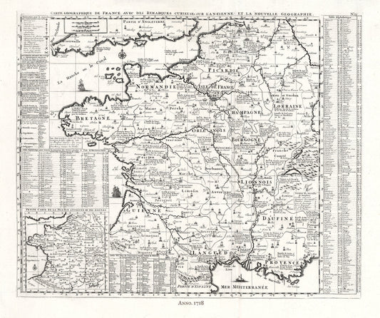 Europe: Henri Chatelain - Tome I. No. 25. Carte Geographique De France, 1718 - The Map Chest