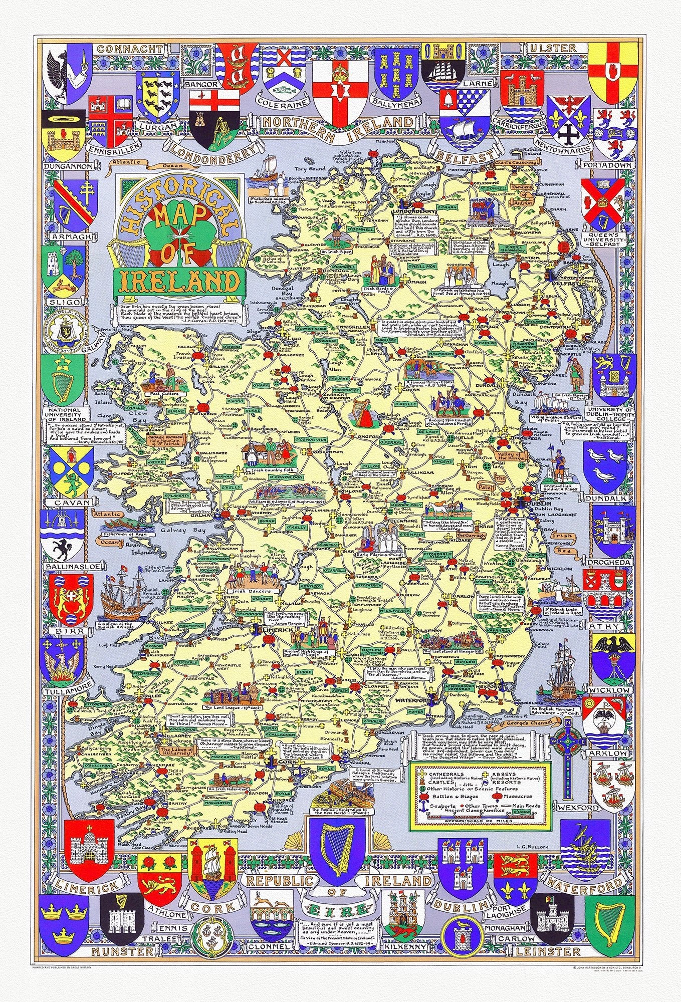 Europe: Historical Ireland, L.G. Bullock, 1955 - The Map Chest