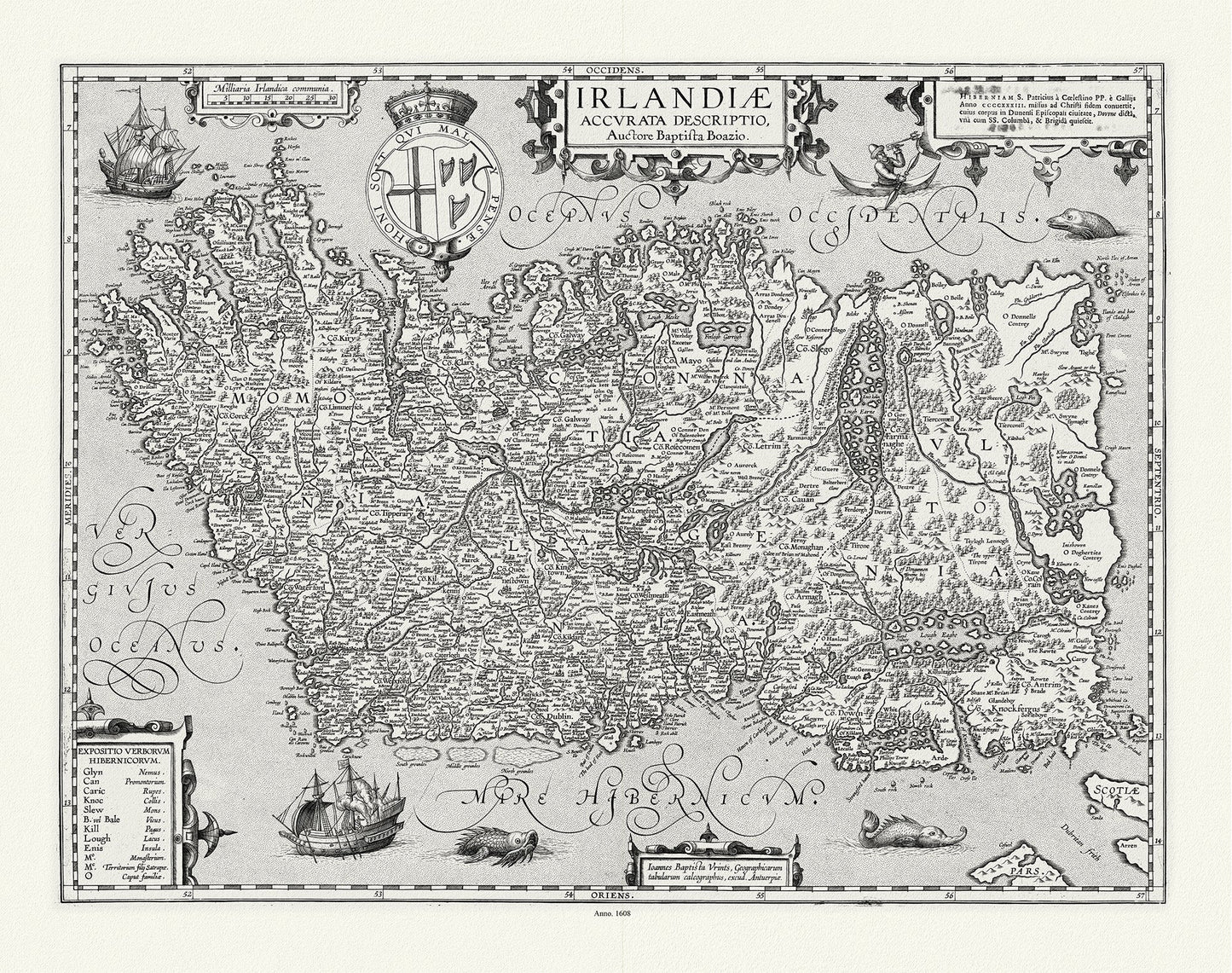 Europe: Ireland: Boazio et Ortelius, Irlandiae Accurata Descriptio, 1608 - The Map Chest