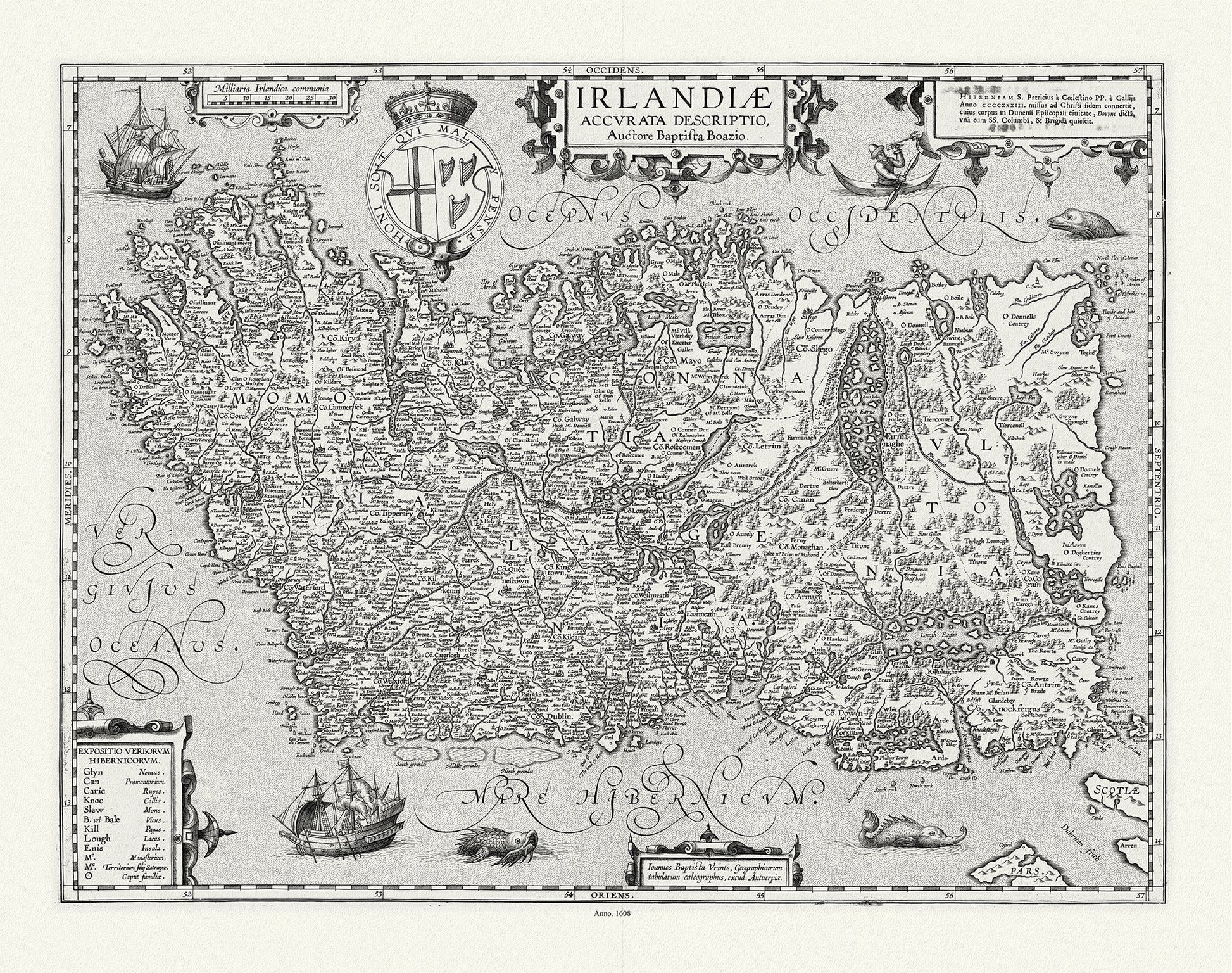 Europe: Ireland: Boazio et Ortelius, Irlandiae Accurata Descriptio, 1608 - The Map Chest