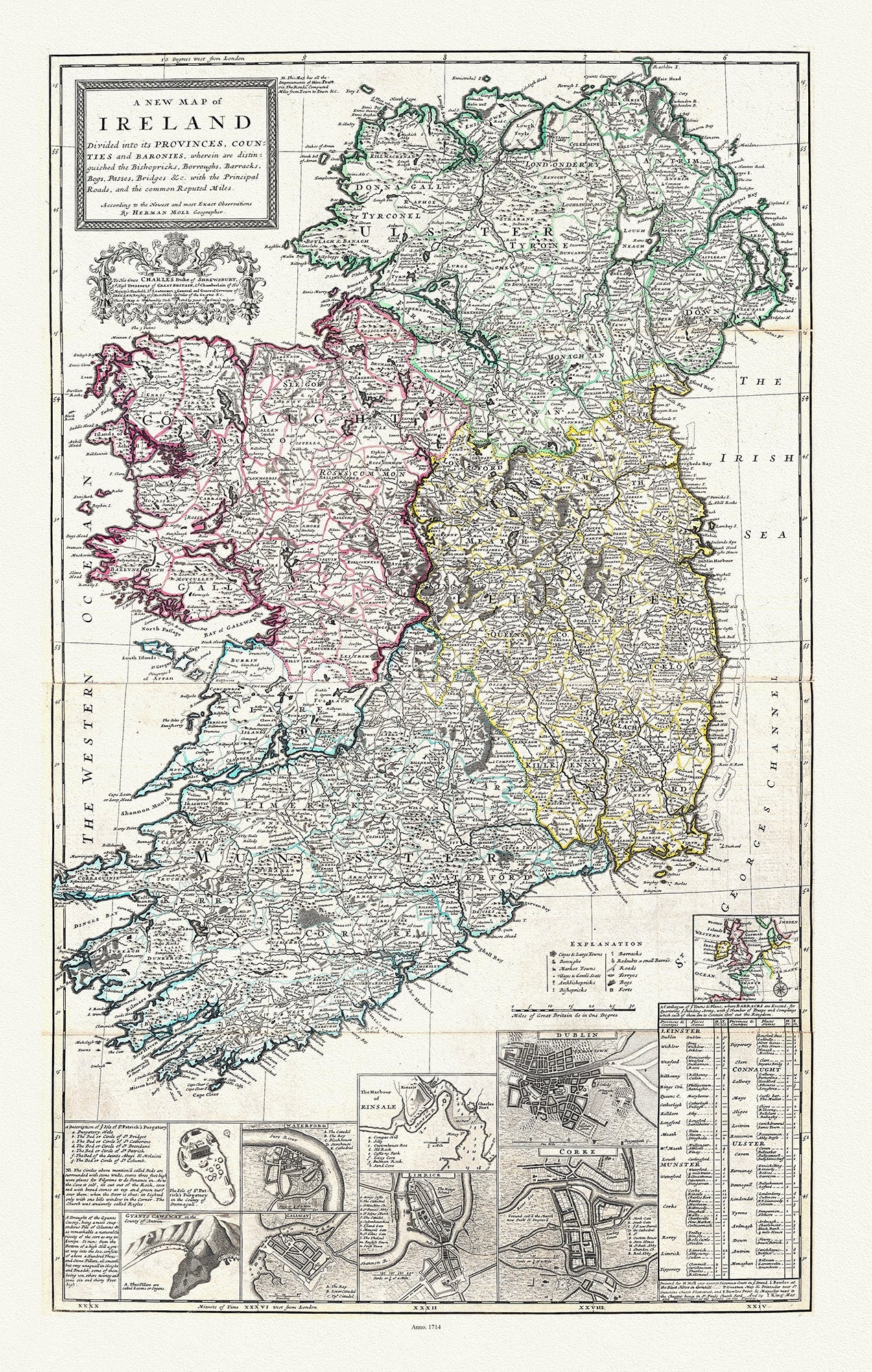 Europe: Ireland: E Moll, Ireland, 1714 - The Map Chest