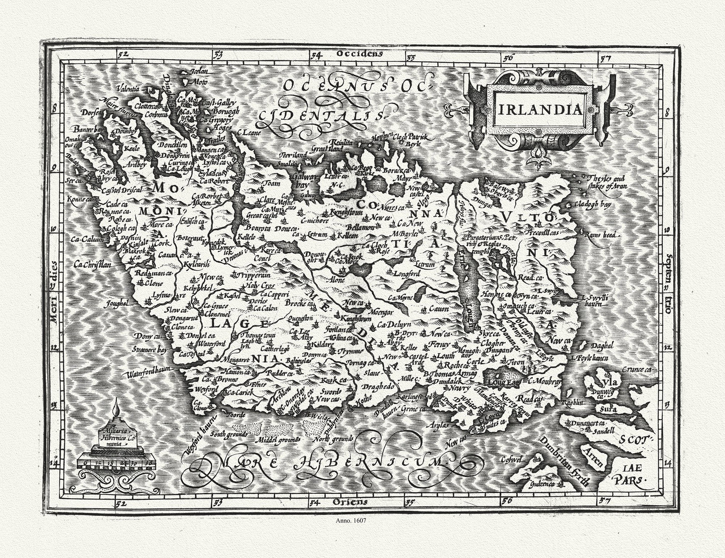 Europe: Ireland: Mercator et Hondius, Irlandia, 1607 - The Map Chest