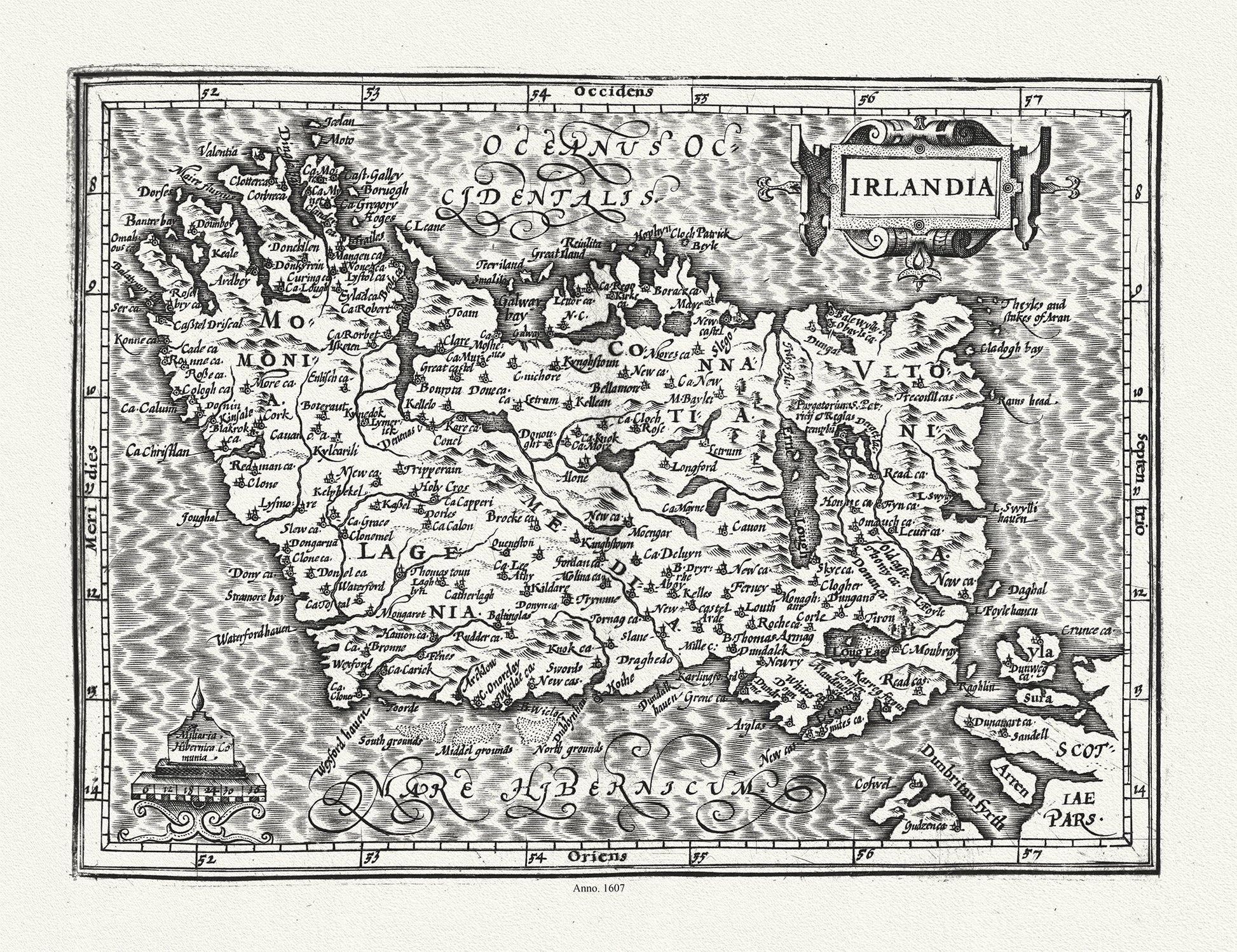 Europe: Ireland: Mercator et Hondius, Irlandia, 1607 - The Map Chest