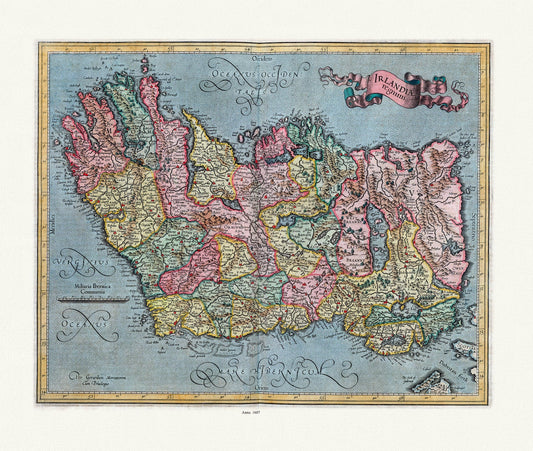 Europe: Ireland: Mercator et Hondius, Irlandiae regnum Per Gerardum Mercatorem Cum Privilegio, 1607 - The Map Chest