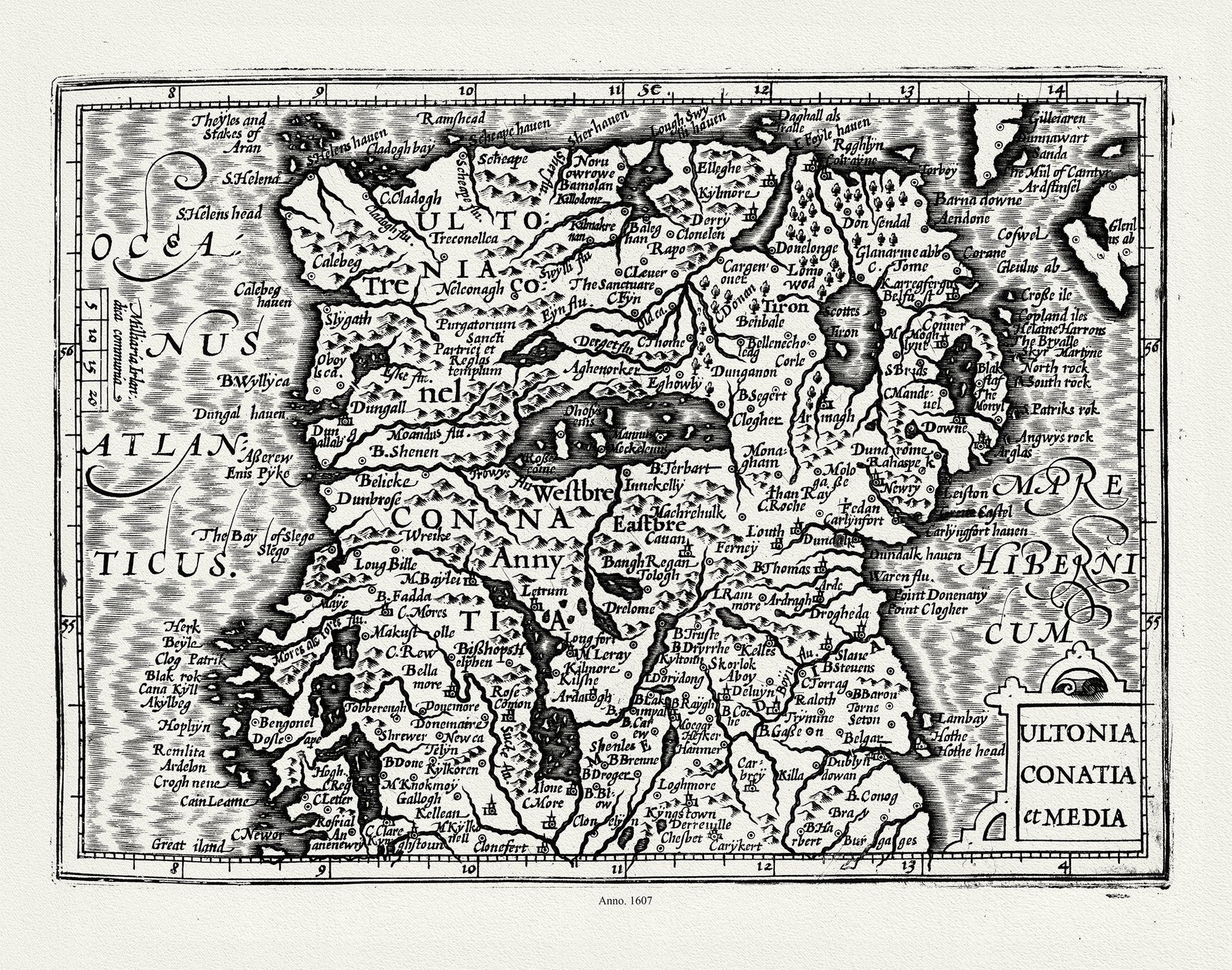 Europe: Ireland: Mercator et Hondius, Ultonia Conatia et Media, 1607 - The Map Chest