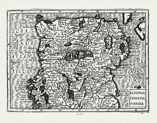 Europe: Ireland: Mercator et Hondius, Ultonia Conatia et Media, 1607 - The Map Chest