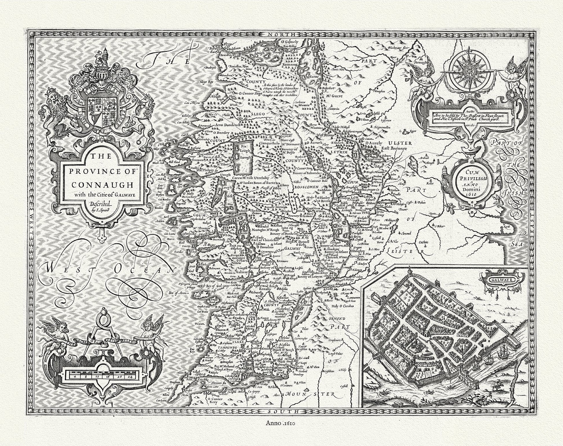 Europe: Ireland. Province of Connaugh, 1610, Speed auth. - The Map Chest