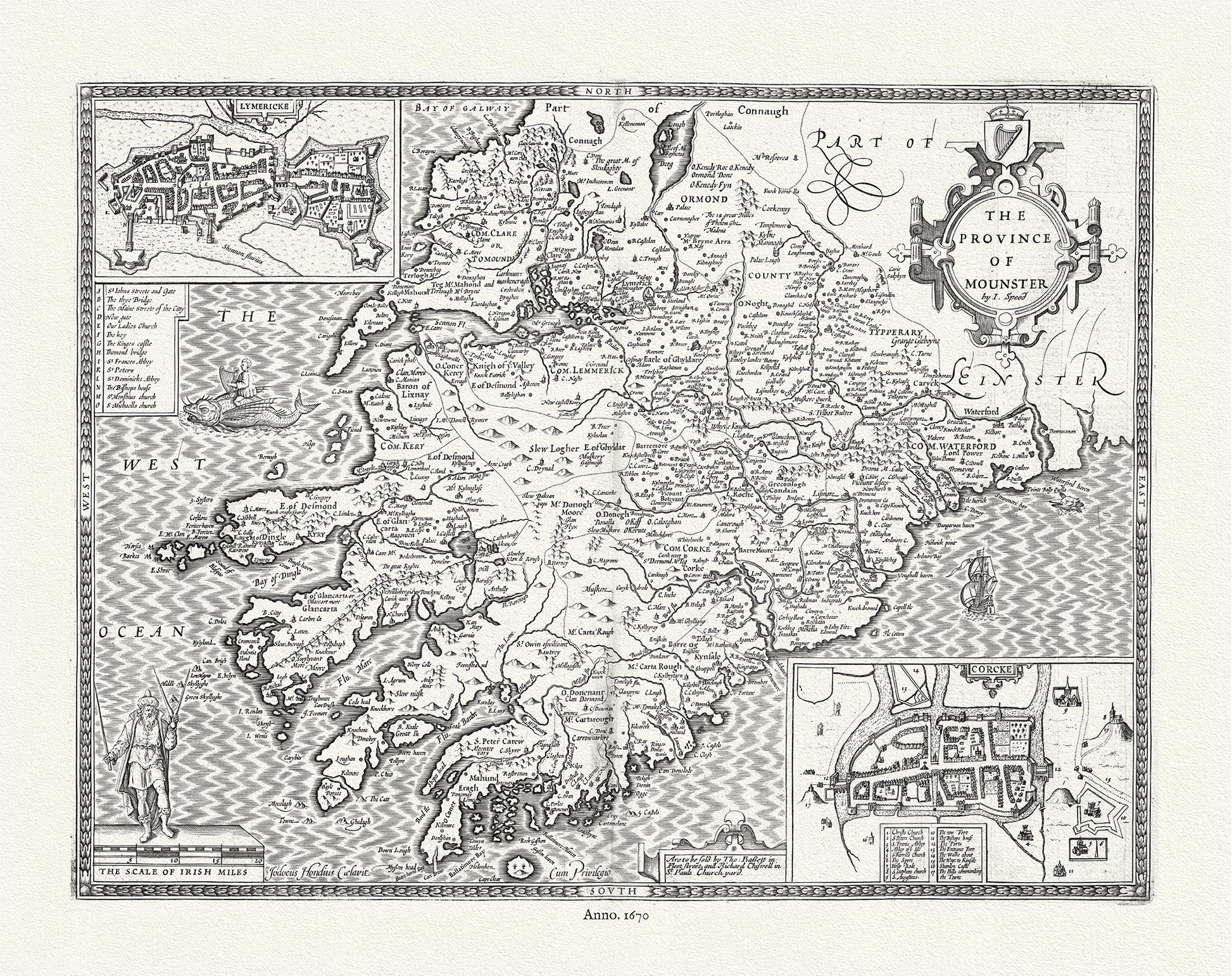 Europe: Ireland. Province of Mounster.1670, Speed auth. - The Map Chest