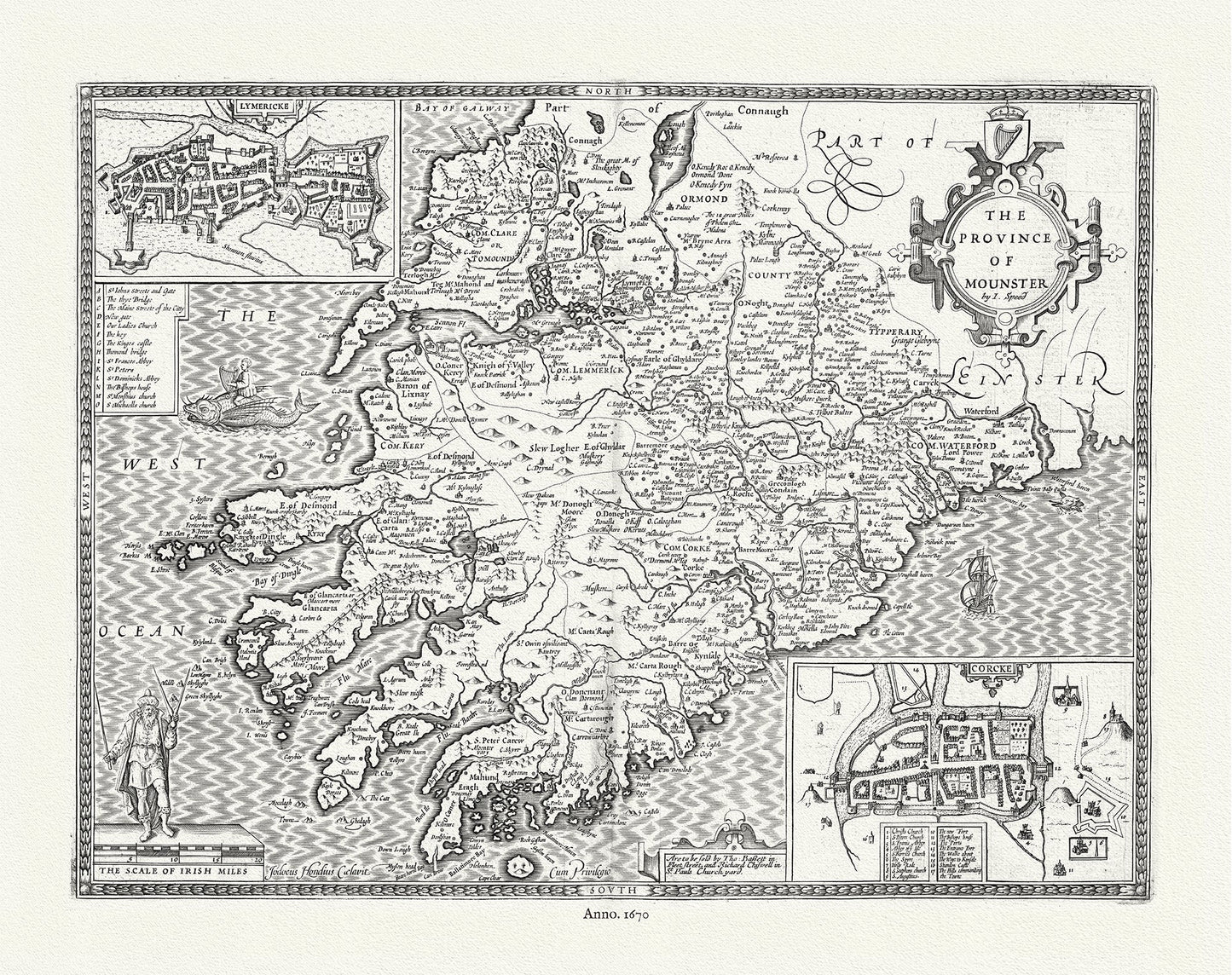 Europe: Ireland. Province of Mounster.1670, Speed auth. - The Map Chest