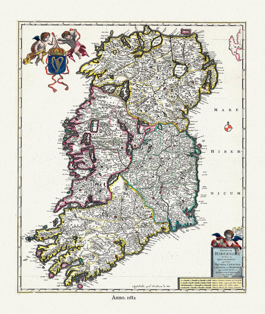 Europe: Irelandiae. Regnum Hiberniae. 1682. de Wit et Visscher auths. - The Map Chest