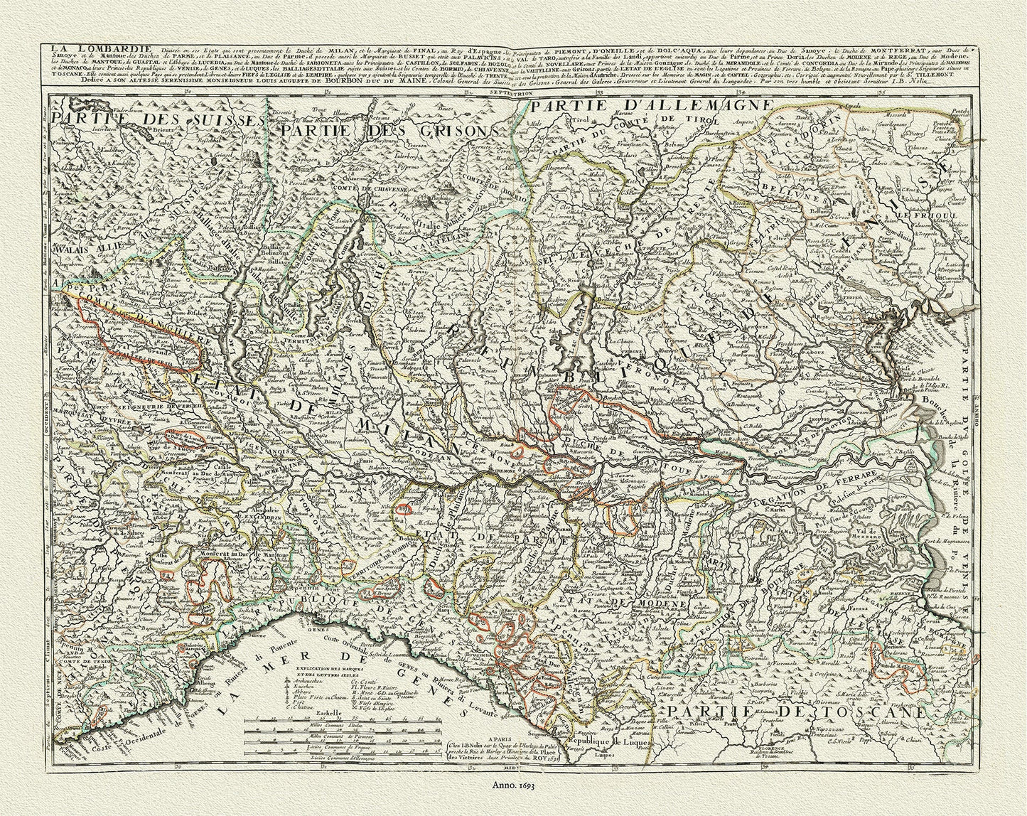 Europe: Italy: La Lombardie divisée en ses Etats qui sont presentement le Duché de Milan,1693, Nolin et al. auths. - The Map Chest