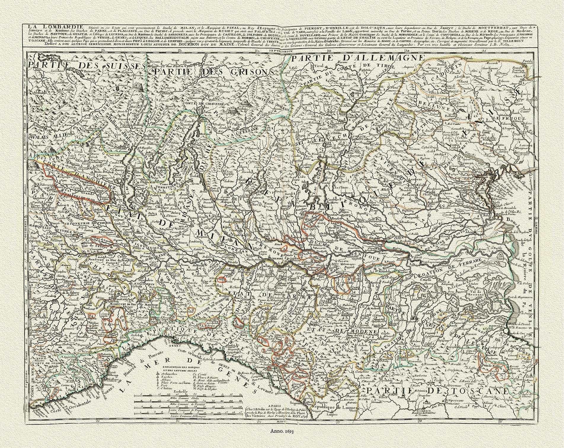 Europe: Italy: La Lombardie divisée en ses Etats qui sont presentement le Duché de Milan,1693, Nolin et al. auths. - The Map Chest