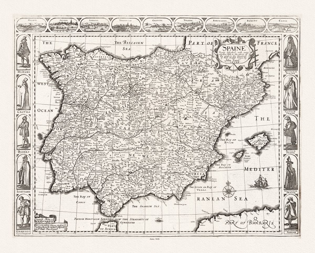 Europe: John Speed, Spain, 1626 - The Map Chest