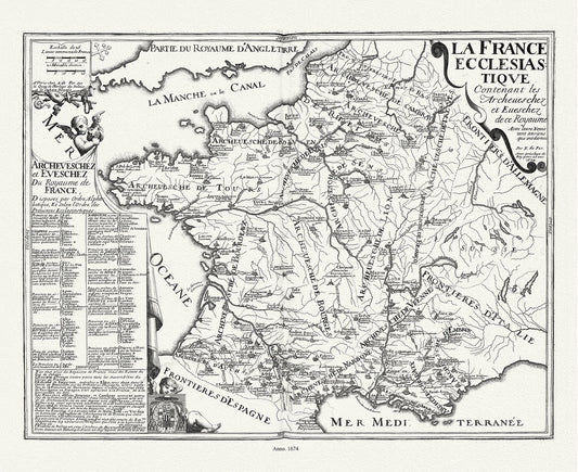 Europe: La France Ecclesiastique,1674, de Fer auth. - The Map Chest