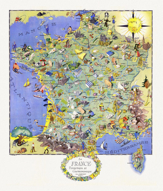 Europe: La France, Touristique et Gastronomique, Edition Jacques - Petit,1948 - The Map Chest