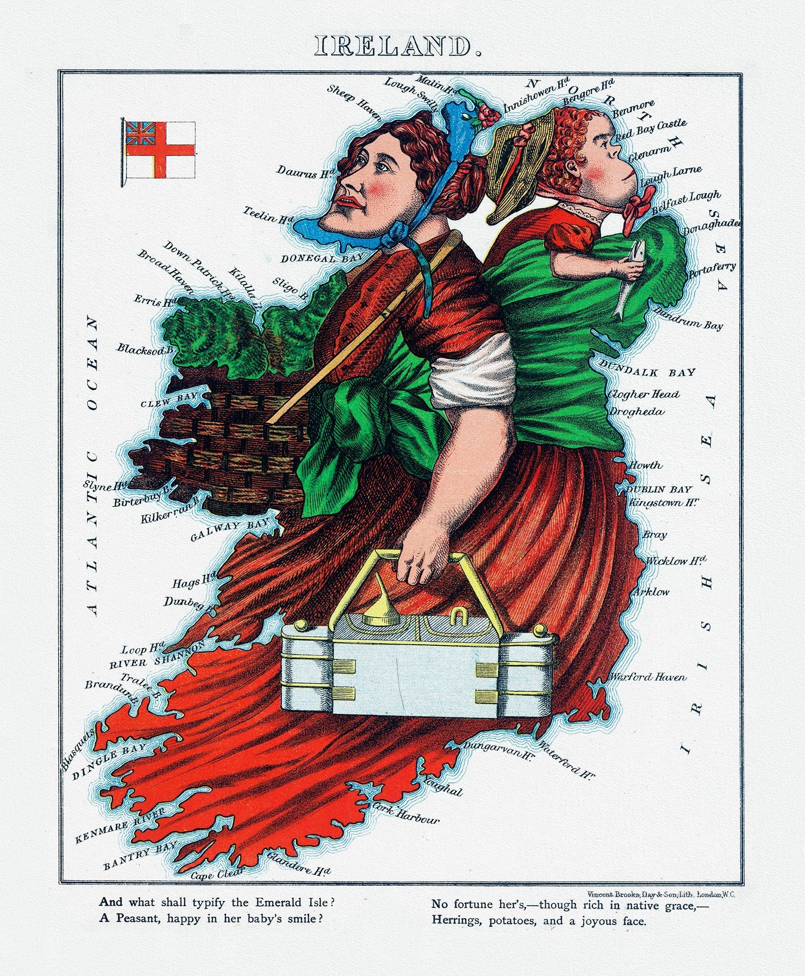 Europe: Lillian Lancaster, A Humourous Outline of Ireland,1868 - The Map Chest