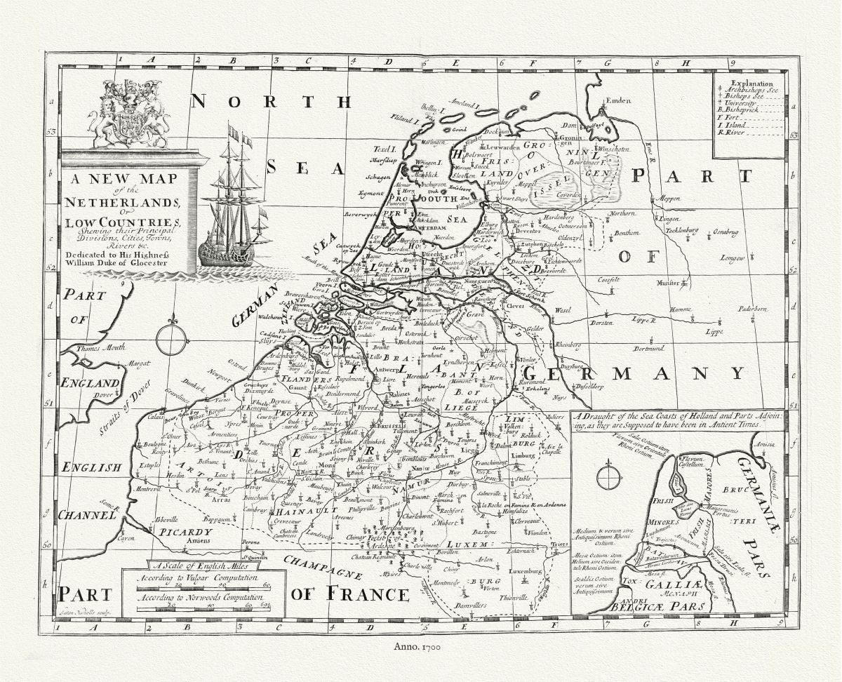 Europe: Low Countries, 1700, Wells auth. - The Map Chest