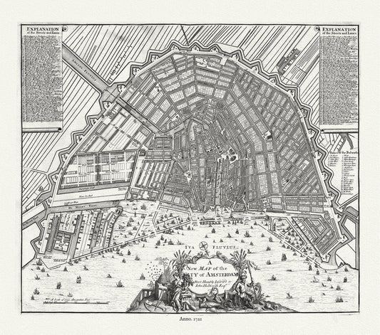 Europe: Low Countries: A Map of the City of Amsterdam, 1721, Senexauth. - The Map Chest