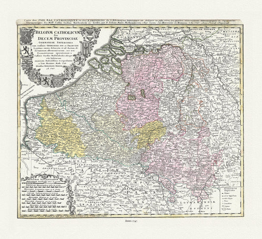 Europe: Low Countries: Belgium: Belgium Catholicum feu Decem Provinciae Germaniae Inferioris, 1747, Homann auth. - The Map Chest