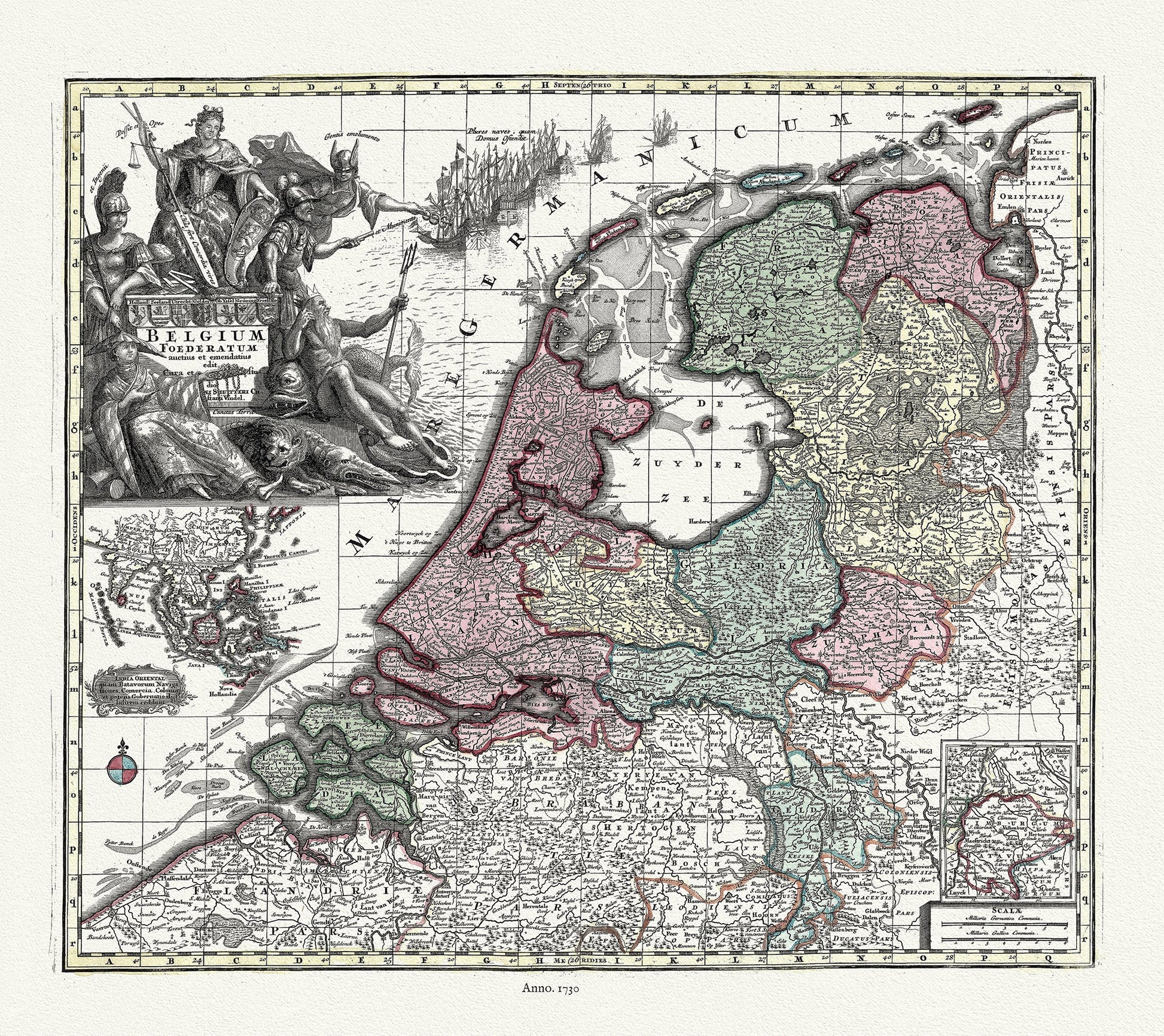 Europe: Low Countries: Belgium: Foederatum, 1730, Seutter auth. - The Map Chest