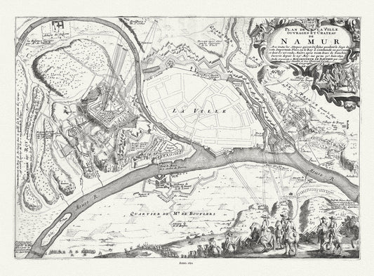 Europe: Low Countries: Belgium, Plan de la ville, ouvrages et chateau de Namur, 1692, Fer auth. - The Map Chest