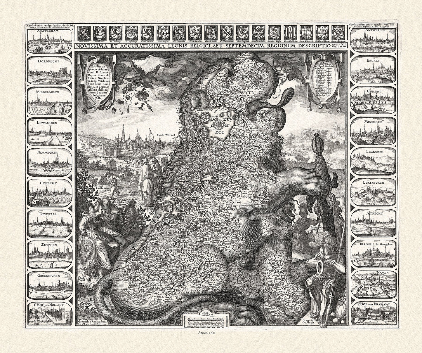 Europe: Low Countries: Belgium, Visscher, Leonis Belgici, 1611 - The Map Chest
