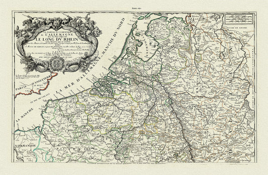 Europe: Low Countries: Germany: La Partie Occidentale de l'Allemagne avec les Pays Adjacents le Long du Rhein et des Rivieres quy s'y rendent, 1690, Nolin et al. auths. - The Map Chest