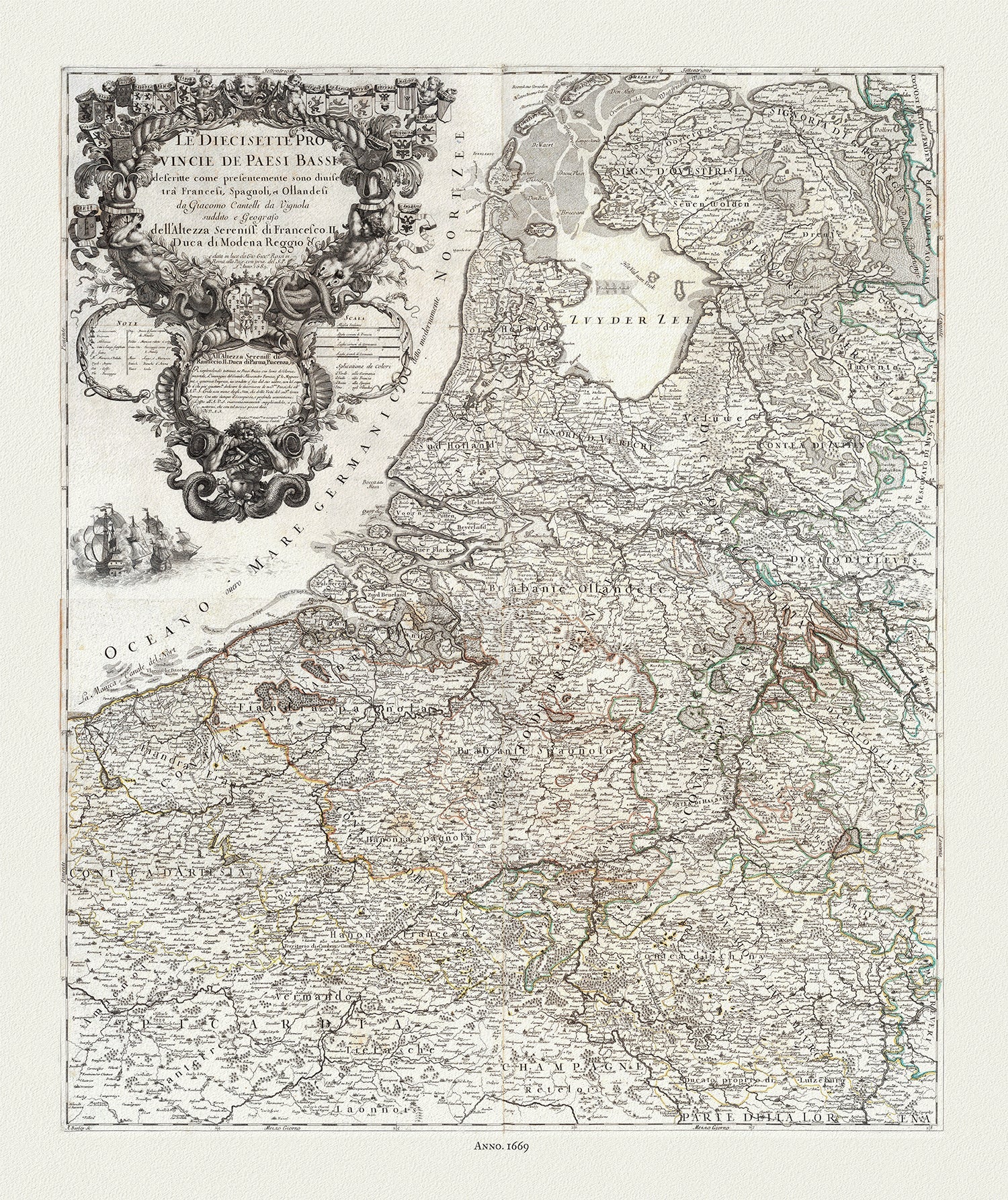 Europe: Low Countries: Giovanni Giacomo de Rossi, Le Decisette Provincie de Paesi Bassi, 1669 - The Map Chest