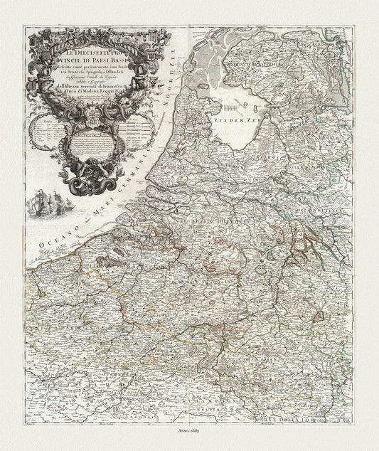 Europe: Low Countries: Giovanni Giacomo de Rossi, Le Decisette Provincie de Paesi Bassi, 1669 - The Map Chest