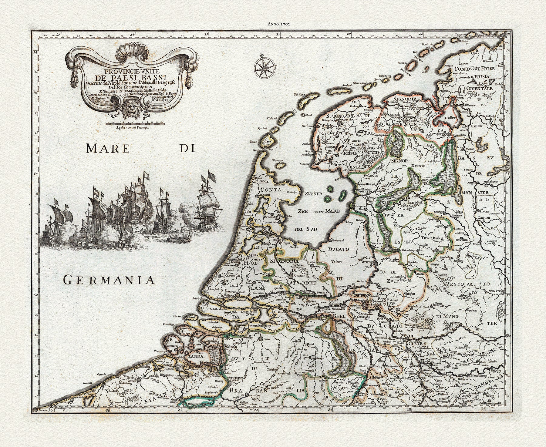 Europe: Low Countries: Giovanni Giacomo de Rossi, Provincie Vnite de Paesi Bassi, 1702 - The Map Chest