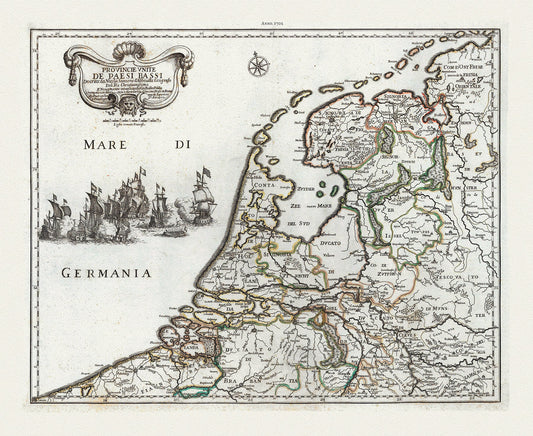 Europe: Low Countries: Giovanni Giacomo de Rossi, Provincie Vnite de Paesi Bassi, 1702 - The Map Chest