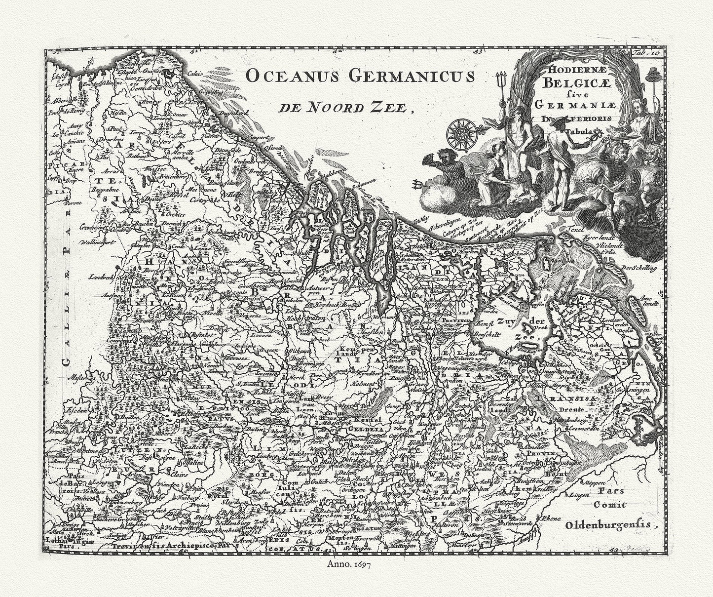 Europe: Low Countries: Hodiernae Beligicae sive Germaniae Inferioris Tabula, 1697 - The Map Chest
