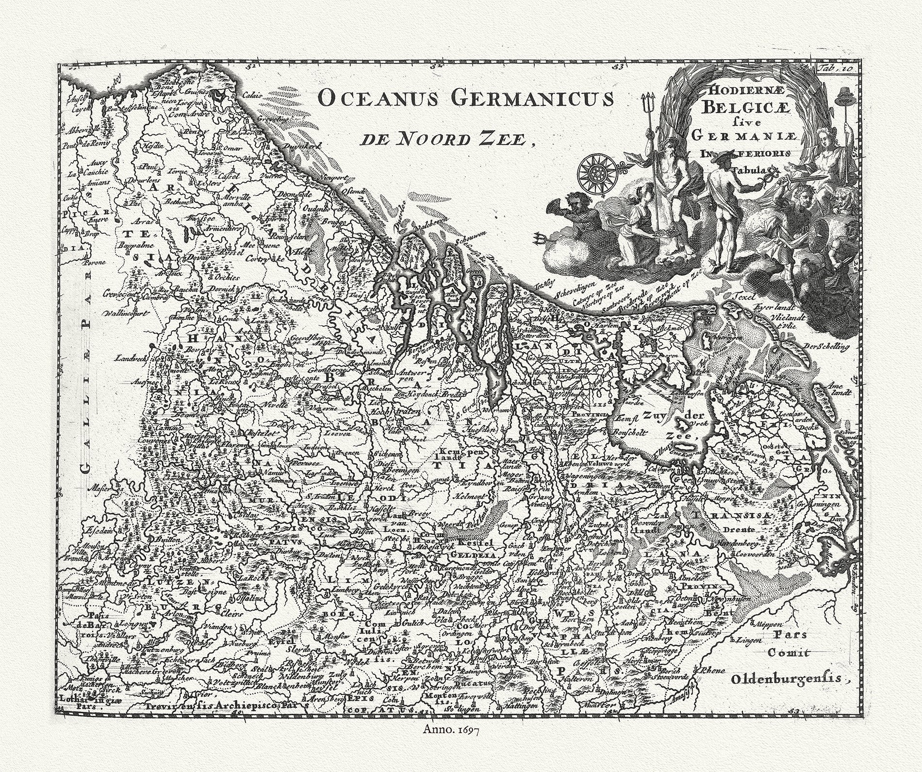 Europe: Low Countries: Hodiernae Beligicae sive Germaniae Inferioris Tabula, 1697 - The Map Chest