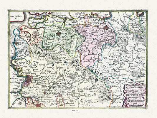Europe: Low Countries: Low Countries, Belgium, Partie Septentrionale du Duche de Brabant, 1705, Fer auth. - The Map Chest