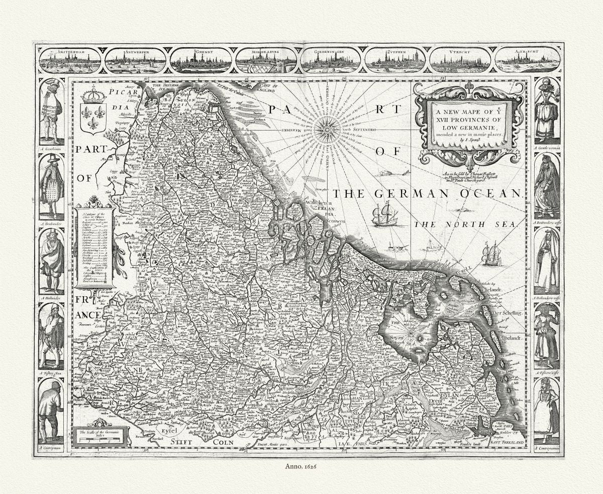Europe: Low Countries: Low Germany, New Mape of Ye XVII Provinces, 1676, Speed authore - The Map Chest
