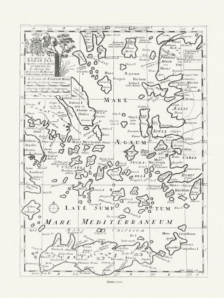 Europe: Mediterranean: Greece, and the Islands of the Aegaean Sea, 1700, Wells auth. - The Map Chest