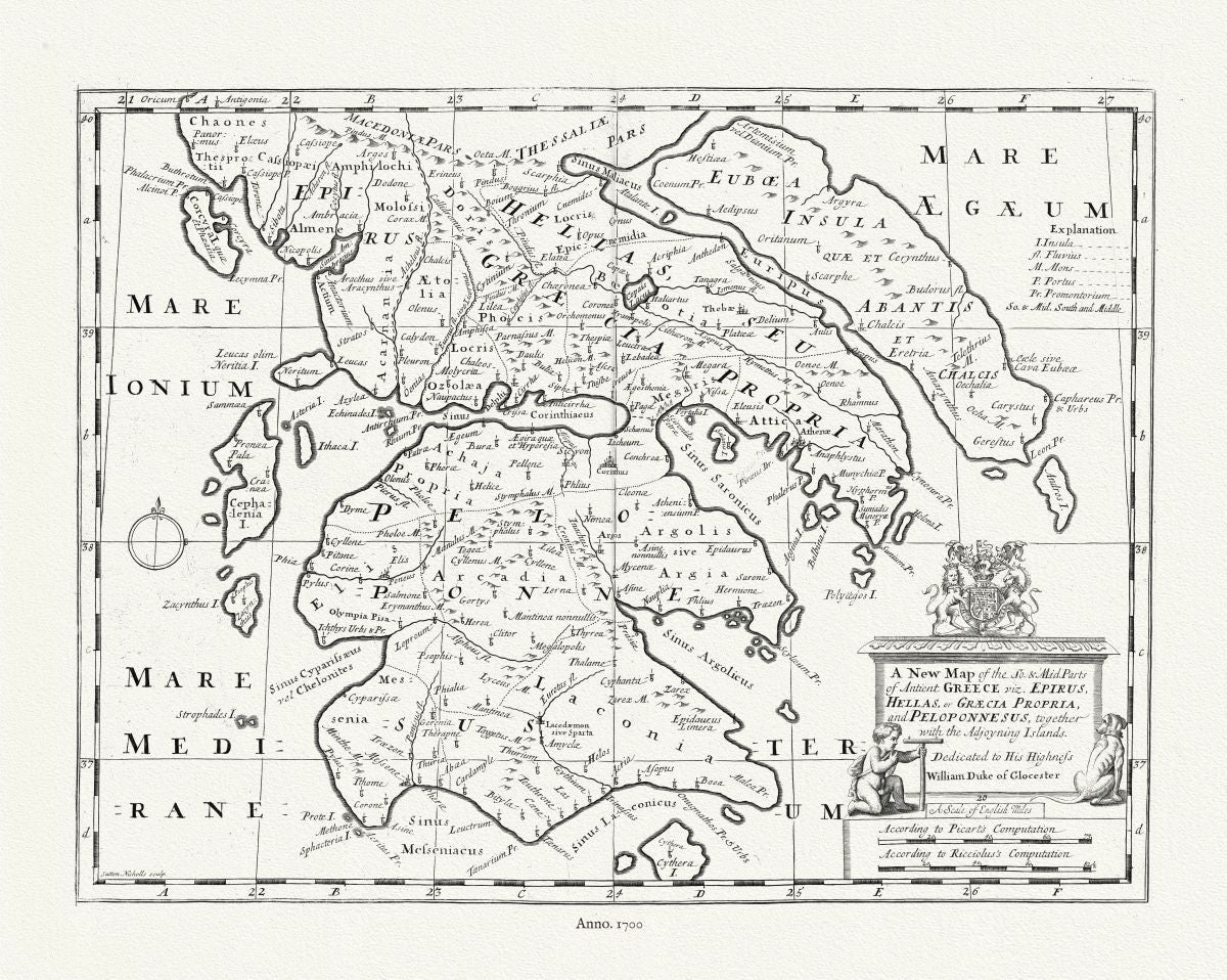 Europe: Mediterranean: Greece, New and Ancient, 1700, Wells auth. - The Map Chest